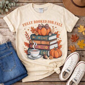 Fully Booked for Fall Tee (Gildan Heavy Cotton, Yellow Haze, Adult Large)